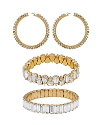 Guess 2-Pc. Glass Stone Gold-Tone Hoop Earrings and Bracelet Gift Set