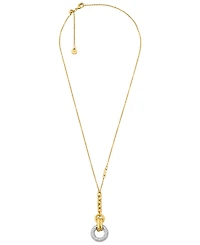 Michael Kors Two Tone Pave Y-Neck Torus Pendant Necklace