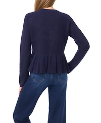 CeCe Women's Peplum Pull On Long Sleeve Sweater
