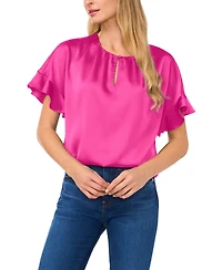 CeCe Women's Short-Sleeve Flutter Blouse