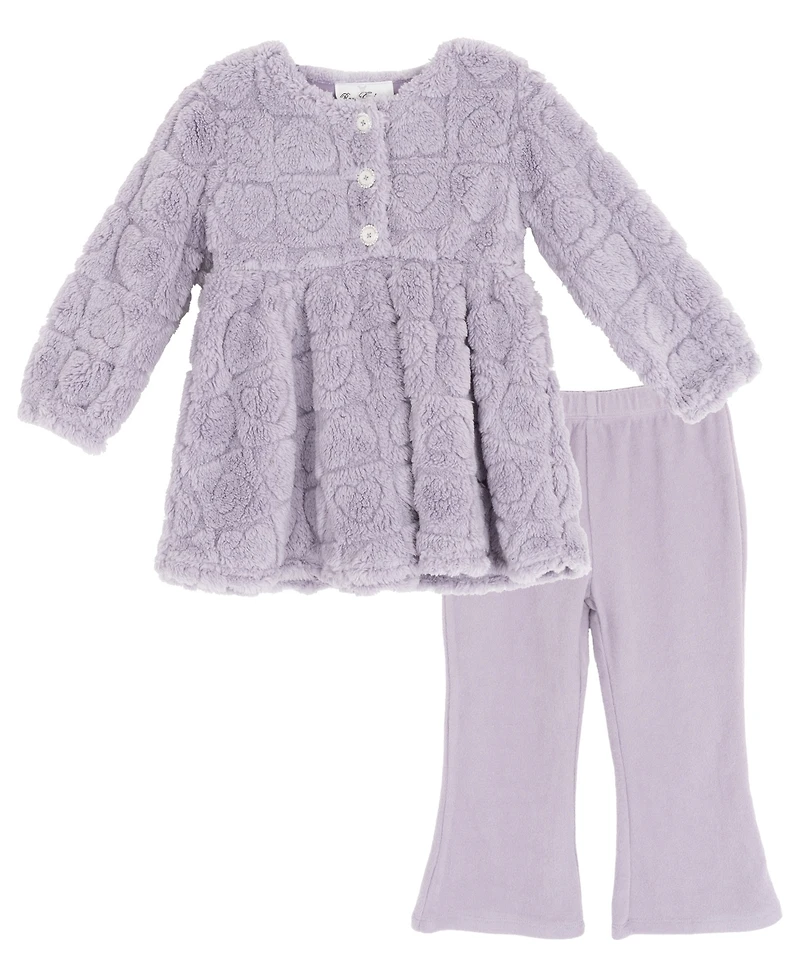 Rare Editions Girls 2T-6X 2-Piece Heart Pattern Top and Solid Leggings Set