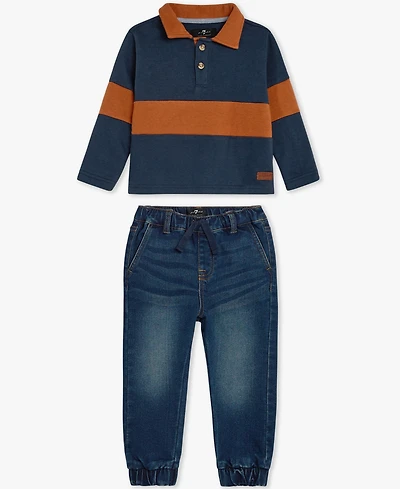 7 For All Mankind Baby Boys 2-Piece Sporty Polo Top and Jeans Set