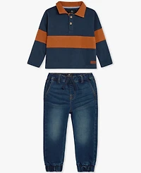 7 For All Mankind Baby Boys 2-Piece Sporty Polo Top and Jeans Set