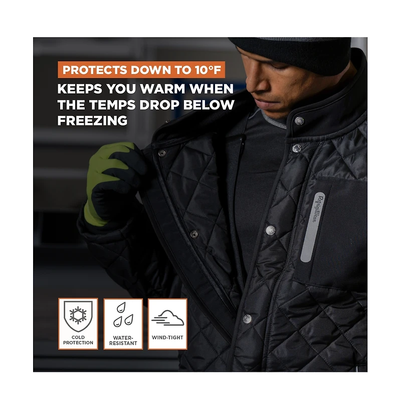 RefrigiWear Big & Tall Insulated Diamond Quilted Jacket - Warm, Lightweight Coat for Cold Weather