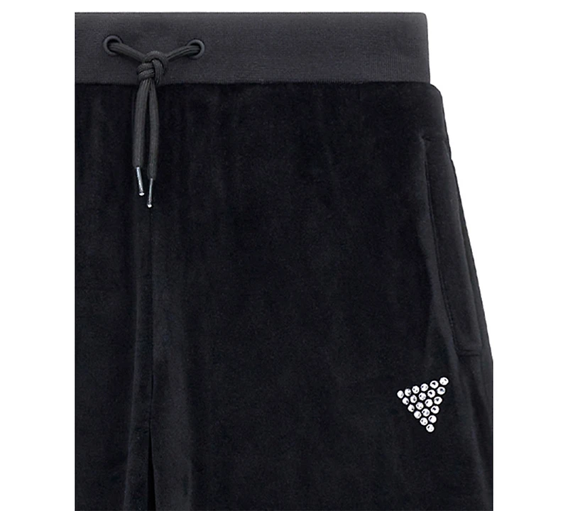 Guess Girls 8-16 Velour Rhinestone-Embellished Triangle Logo Pants