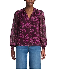 Lands' End Women's Chiffon Removable Tie Neck Blouse