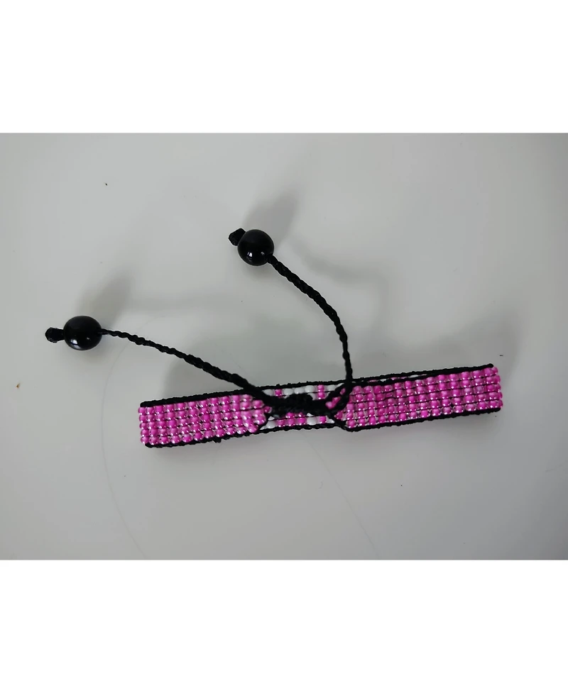 Breast Cancer Awareness Handmade Beaded Bracelet – Pink with White Hope