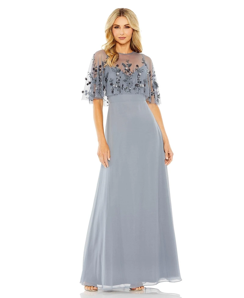 Mac Duggal Women's Sleeveless Gown With Embellished Cape