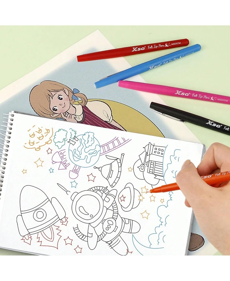 Htutwoo 10 Pcs Felt Tip Pens, Assorted Colors, For Journaling, Writing, Note Taking, Planner Coloring, Great For Art Office And School Supplies