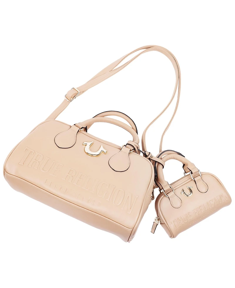 True Religion Logo Satchel with Matching Mini Bag