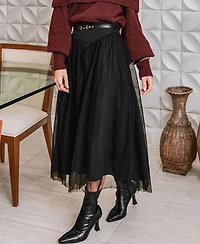 Cupshe Women's Starry Nights Black Midi Skirt