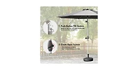 Flynama 10ft Gray Outdoor Patio Umbrella with Crank and Tilt for Garden and Pool