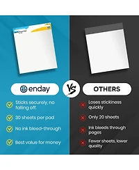 Enday Sticky Easel Pads 25"x30" 2 Pack – Self Stick Chart Paper, Anchor Chart for Teachers, Flip Chart Easel Paper, 30 Sheets Per Pad
