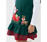 Rare Editions Girls 2T-6X 2-Piece Long Sleeves Top and Applique Detail Jumper Set