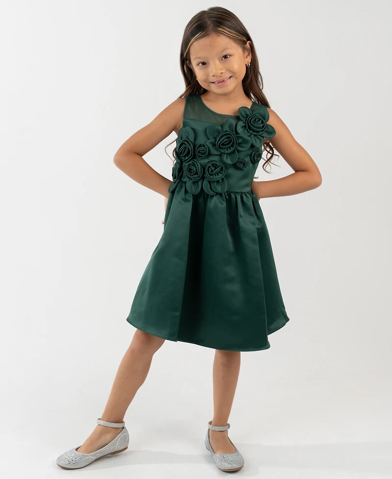 Rare Editions Girls 2T-6X 3D Flower Applique Dress