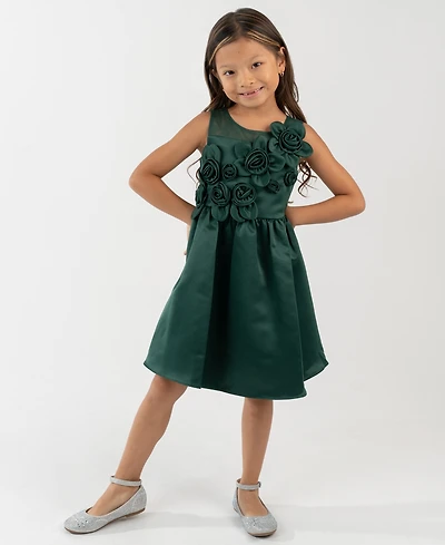 Rare Editions Girls 2T-6X 3D Flower Applique Dress