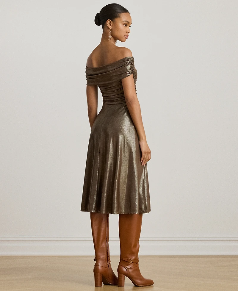 Lauren Ralph Women's Metallic Off-The-Shoulder Cocktail Dress