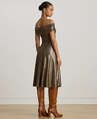 Lauren Ralph Women's Metallic Off-The-Shoulder Cocktail Dress