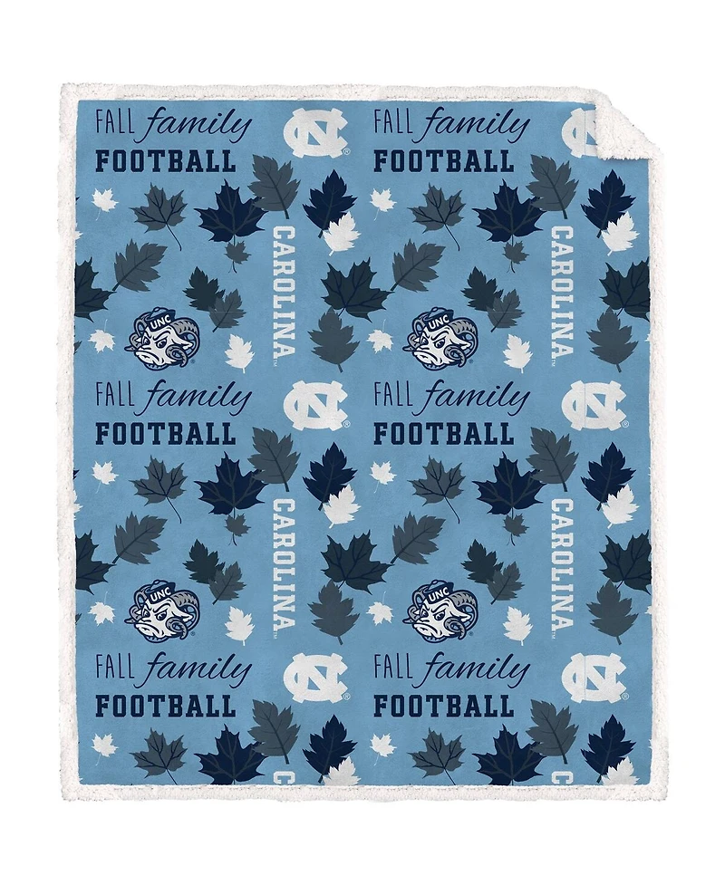 Pegasus Home Fashions North Carolina Tar Heels 60" x 70" Fall, Family Football Flannel Fleece Sherpa Blanket