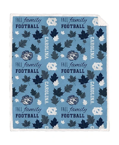 Pegasus Home Fashions North Carolina Tar Heels 60" x 70" Fall, Family Football Flannel Fleece Sherpa Blanket