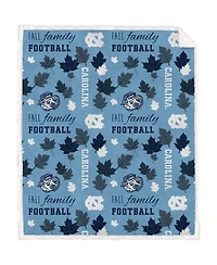 Pegasus Home Fashions North Carolina Tar Heels 60" x 70" Fall, Family Football Flannel Fleece Sherpa Blanket