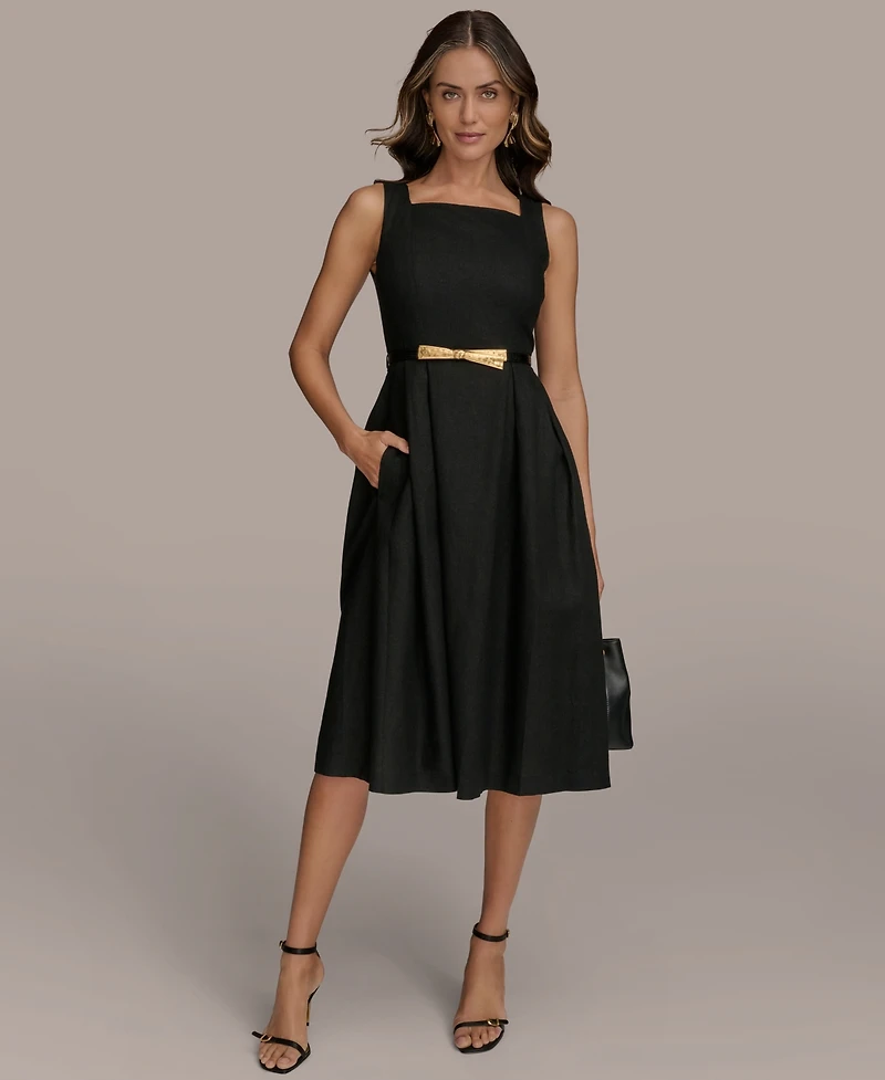 Donna Karan New York Women's A-Line Square Neck Midi Dress