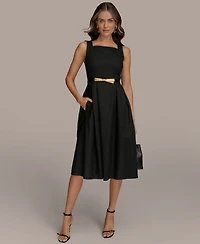 Donna Karan New York Women's A-Line Square Neck Midi Dress