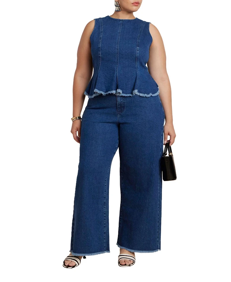 Eloquii Women's Wide Leg Comfort Stretch Jean