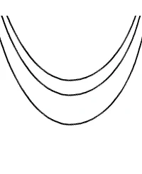 Bling Jewelry Set of 3 Dainty Rolo Cable Chain Necklace Black Stainless Steel 18, 20 & 24 Inch