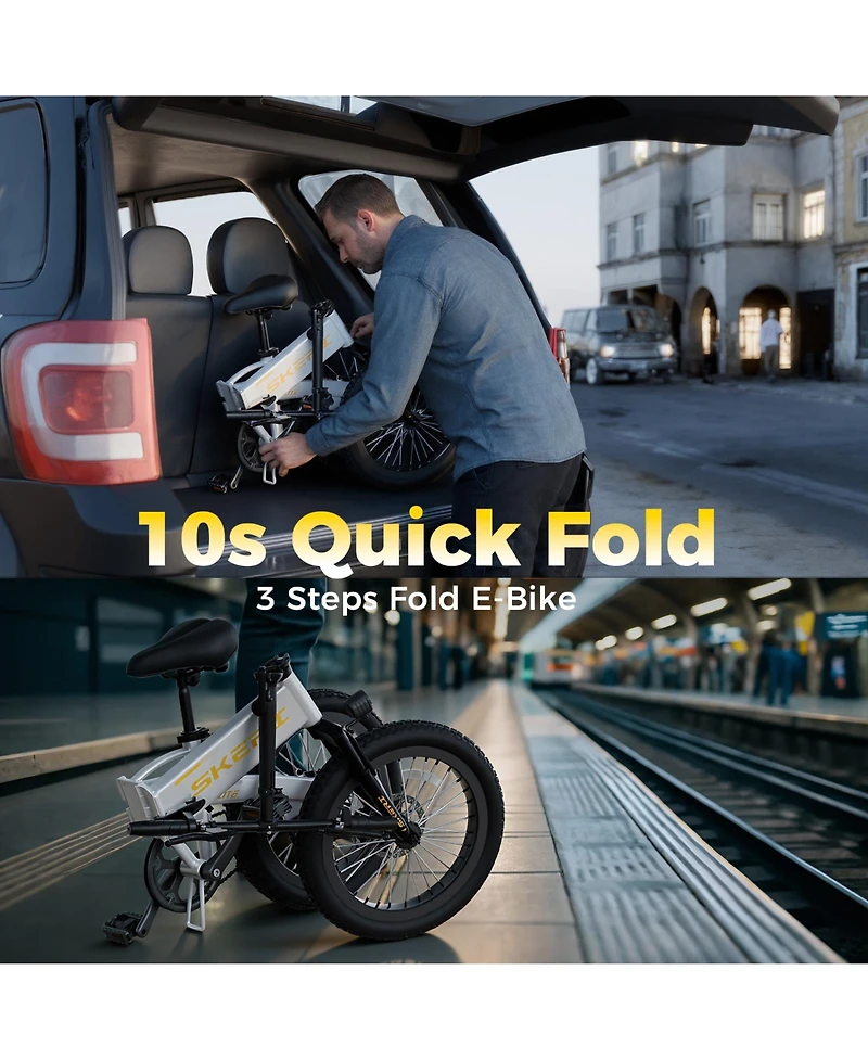 Mikolo Folding Electric Bike for Adults, 55 Miles & 25MPH, 500W Peak Motor, 48V 10Ah Removable Battery, Fat Tire EBike with Smart Lcd Display