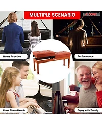 5 Core Duet Piano Bench 3.5 Inch Padded Cushioned Stool Wooden Heavy Duty Musician Chair w Storage