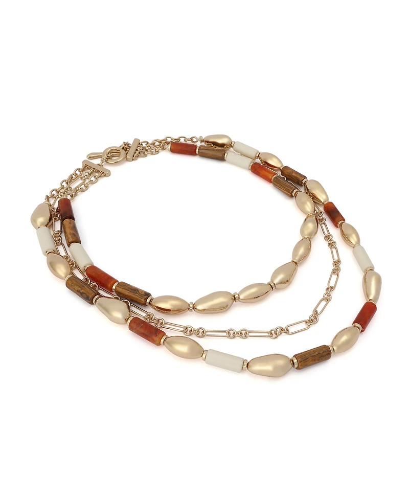 Robert Lee Morris Soho Mixed Stone Molten Beaded Layered Necklace