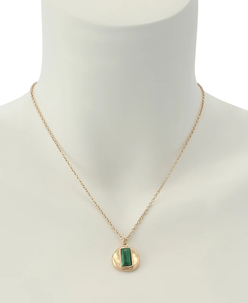 Robert Lee Morris Soho Malachite Molten Disc Pendant Necklace
