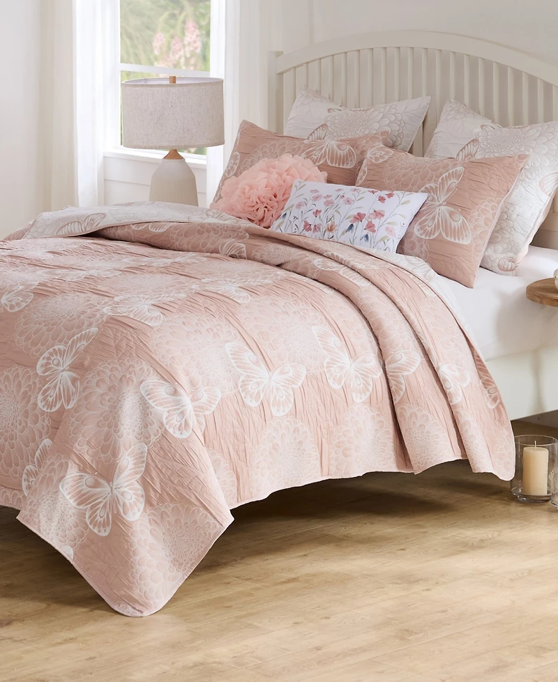 Greenland Home Fashions Mariposa Dahlia Matelasse 3-Pc. Coverlet Set