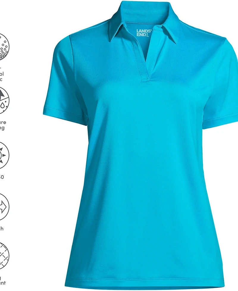Lands' End Women's Short Sleeve Rapid Dry Sport Neck Polo Shirt
