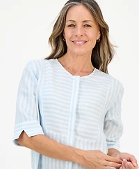 Charter Club Petite Linen Striped 3/4-Sleeve Shirt, Macy's Exclusive