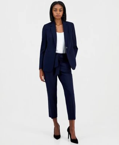 Bar Iii Womens Compression Notch Collar Single Button Blazer Scoop Neck Camisole Compression Tie Front Capris Pants Macys Exclusive