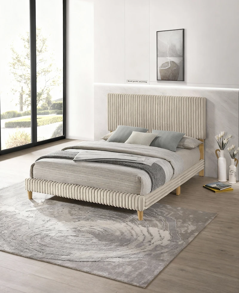Best Quality Furniture Twin Corduroy Velvet Panel Bed