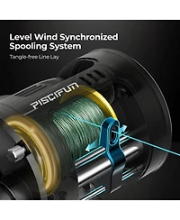 Chaos Pro Baitcasting Fishing Reel, Cnc Machined Round Catfish Reel with 25LB Max Drag, Trolling Reel with Level Wind & Magnetic Braking System