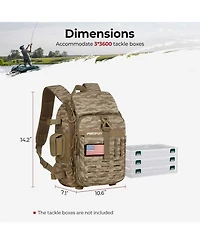 Fishing Tackle Backpack with Rod & Gear Holder, Lightweight Fishing Tackle Storage Bag with Protective Rain Cover