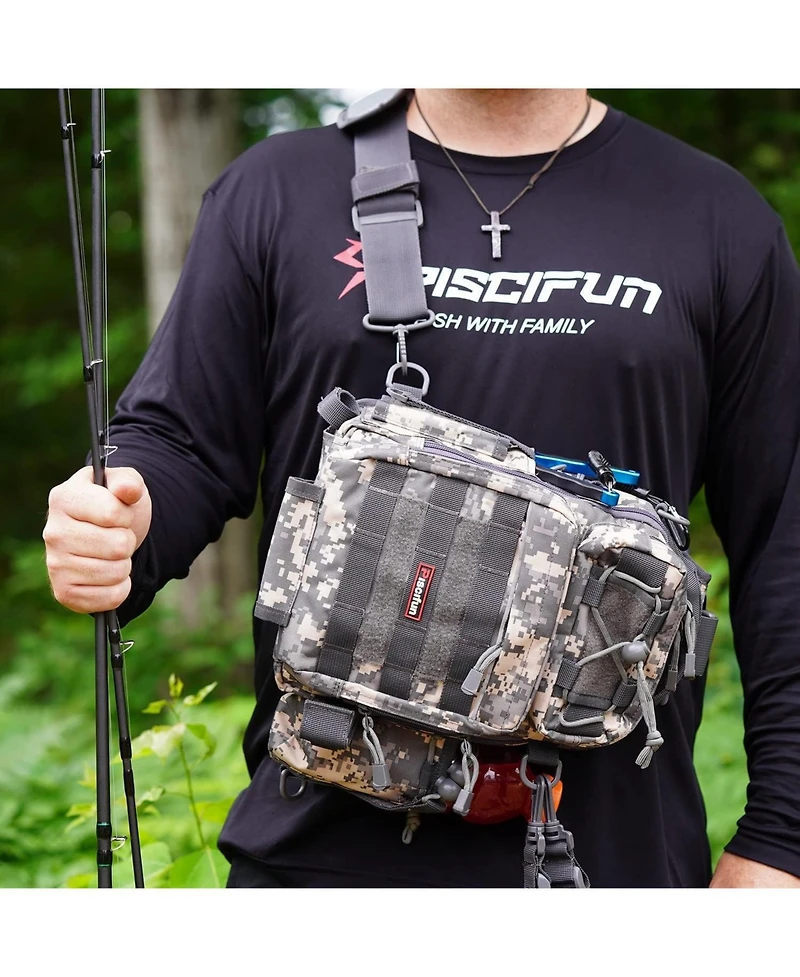 Fishing Backpack with Rod Holder, Lightweight Sling Bag Storge Gear and Equipment