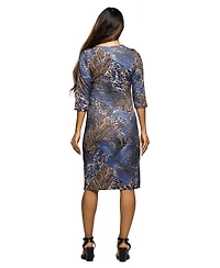 24seven Comfort Apparel Women's Maternity Three Quarter Sleeve Faux Wrap Dress