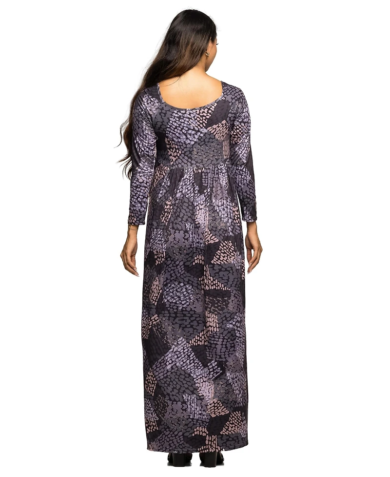 24seven Comfort Apparel Women's Maternity Long Sleeve Empire Waist Maxi Dress