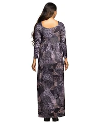 24seven Comfort Apparel Women's Maternity Long Sleeve Empire Waist Maxi Dress