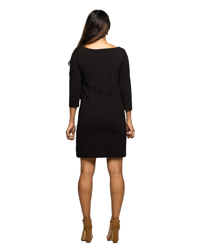 24seven Comfort Apparel Women's Maternity Three Quarter Sleeve A Line Dress