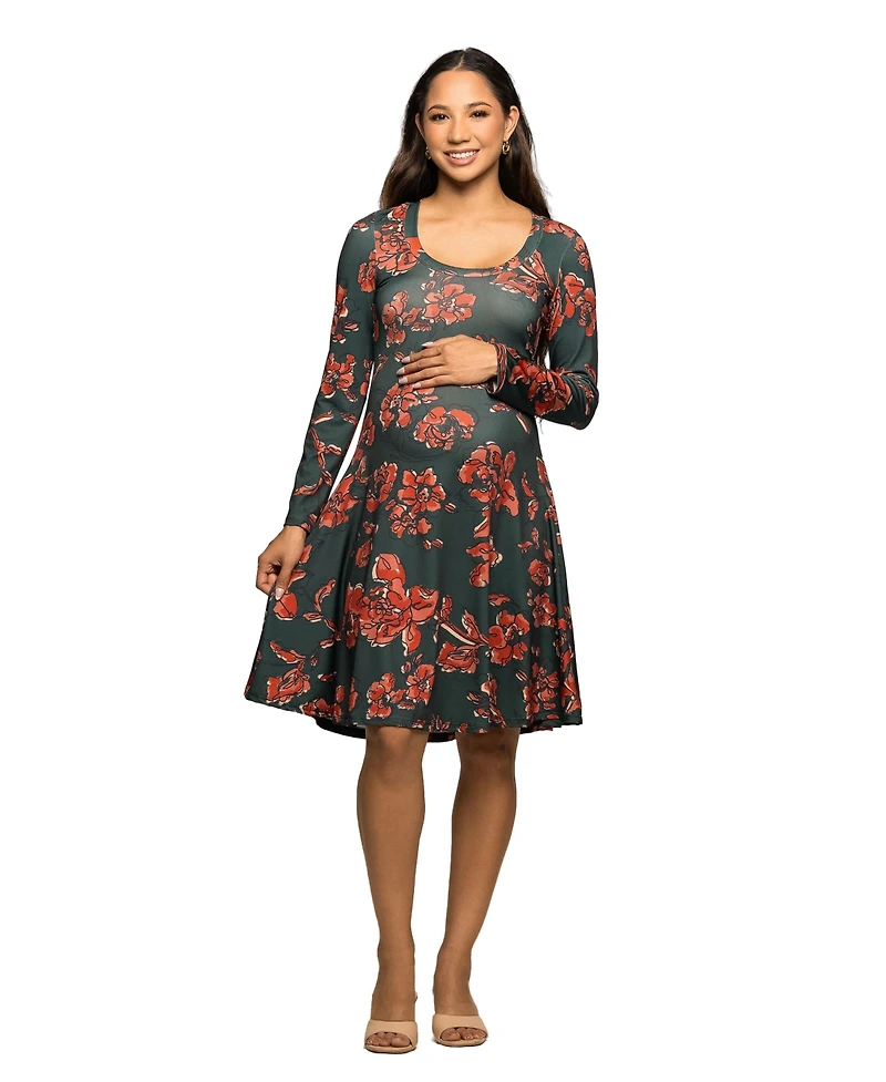 24seven Comfort Apparel Women's Maternity Fit and Flare Dress