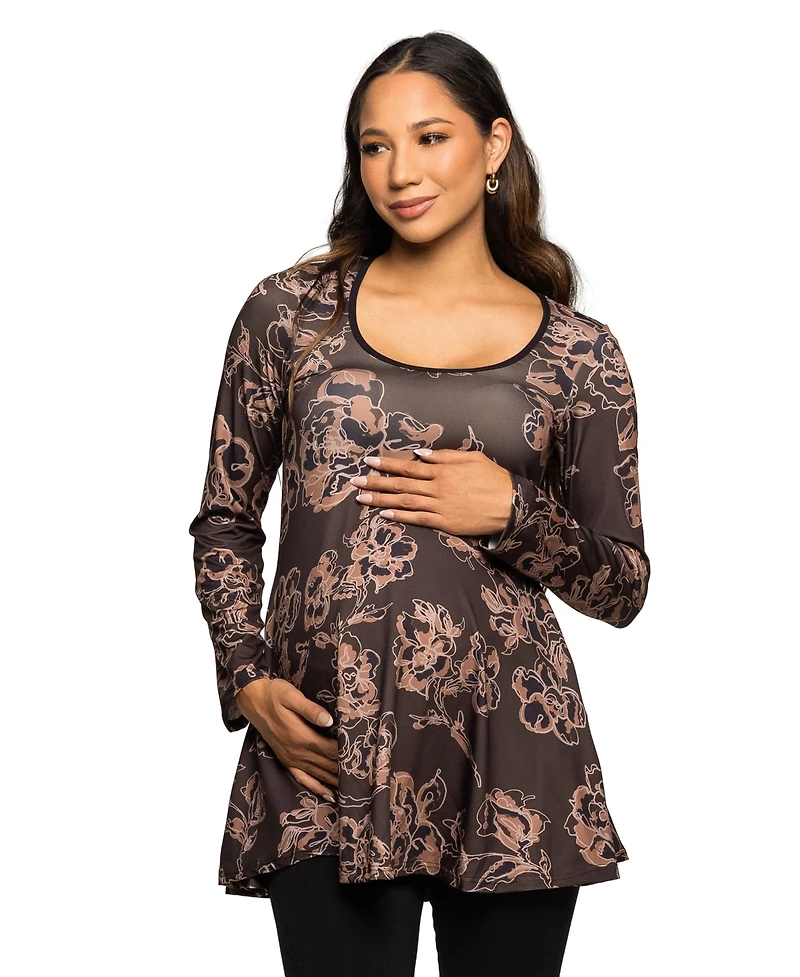 24seven Comfort Apparel Women's Maternity Long Sleeve Tunic Top