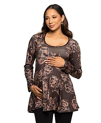 24seven Comfort Apparel Women's Maternity Long Sleeve Tunic Top