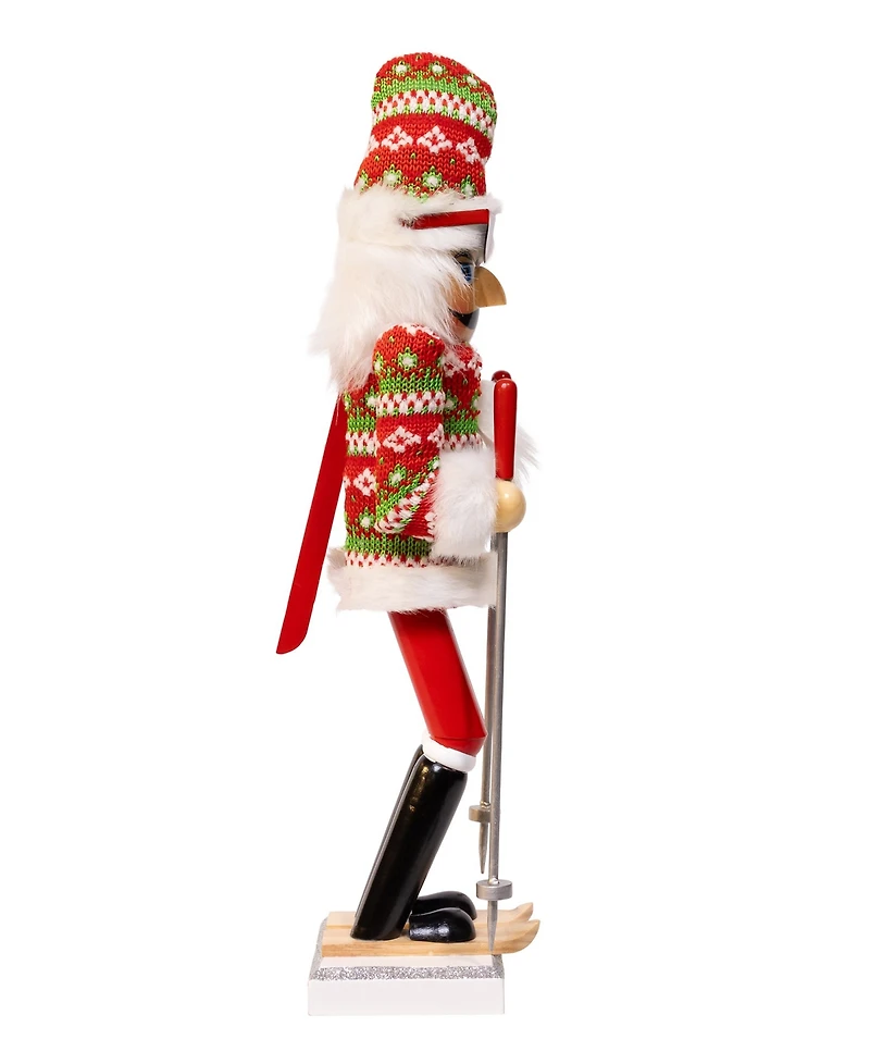Kurt Adler 15-Inch Ski Santa with Christmas Sweater Nutcracker