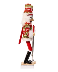 Kurt Adler 15-Inch Ski Santa with Christmas Sweater Nutcracker
